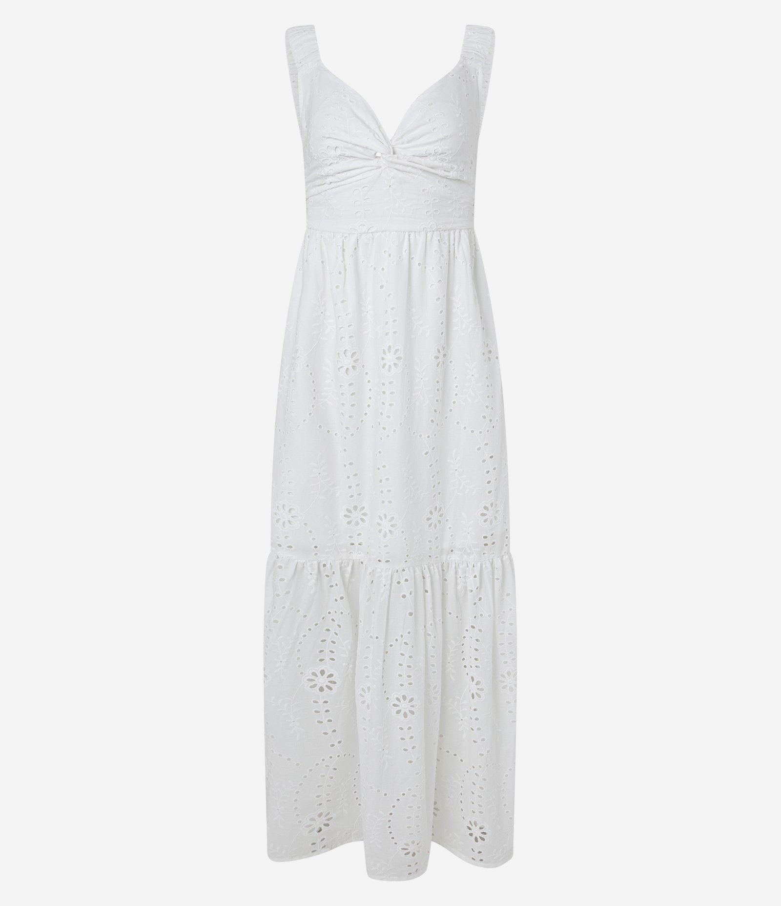 Vestido New Midi em Laise com Busto Torcido Branco 6