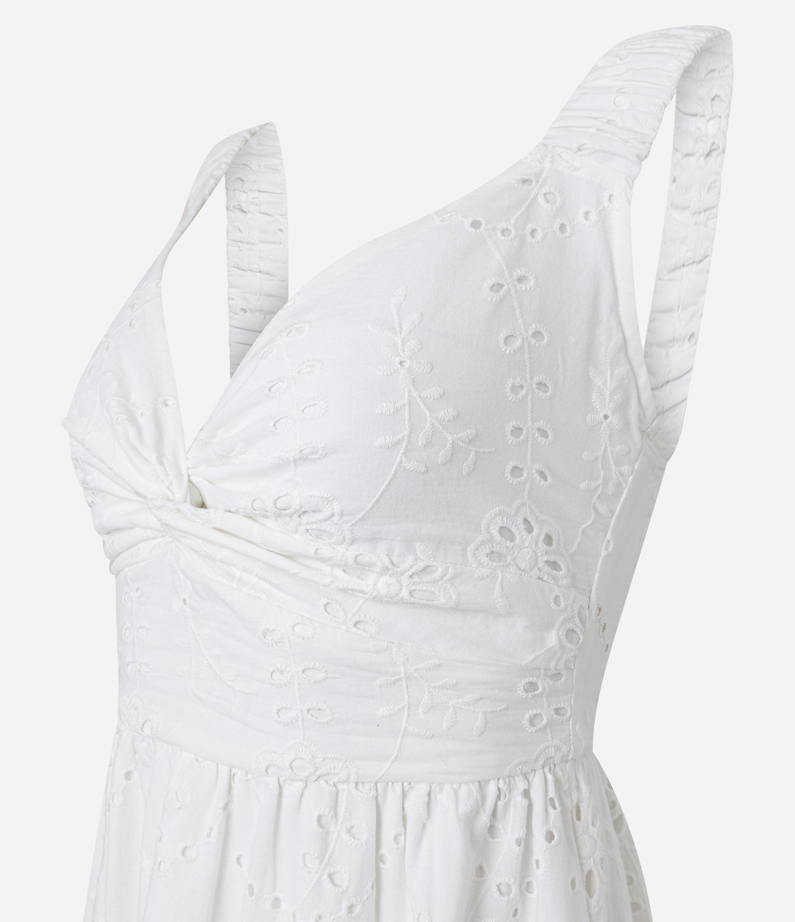 Vestido New Midi em Laise com Busto Torcido Branco 7