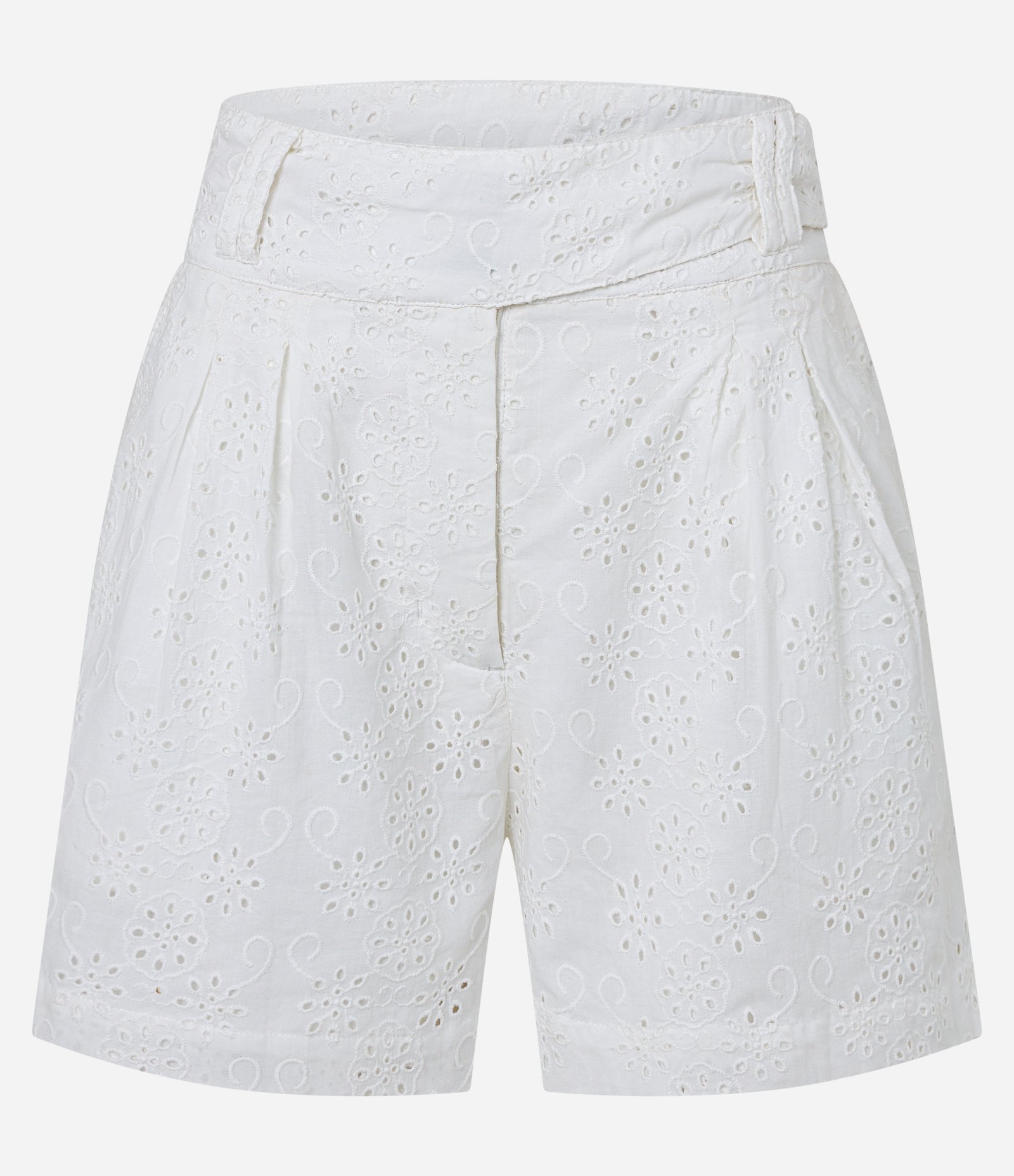 Short Curto em Laise com Textura Floral e Pregas Branco 5
