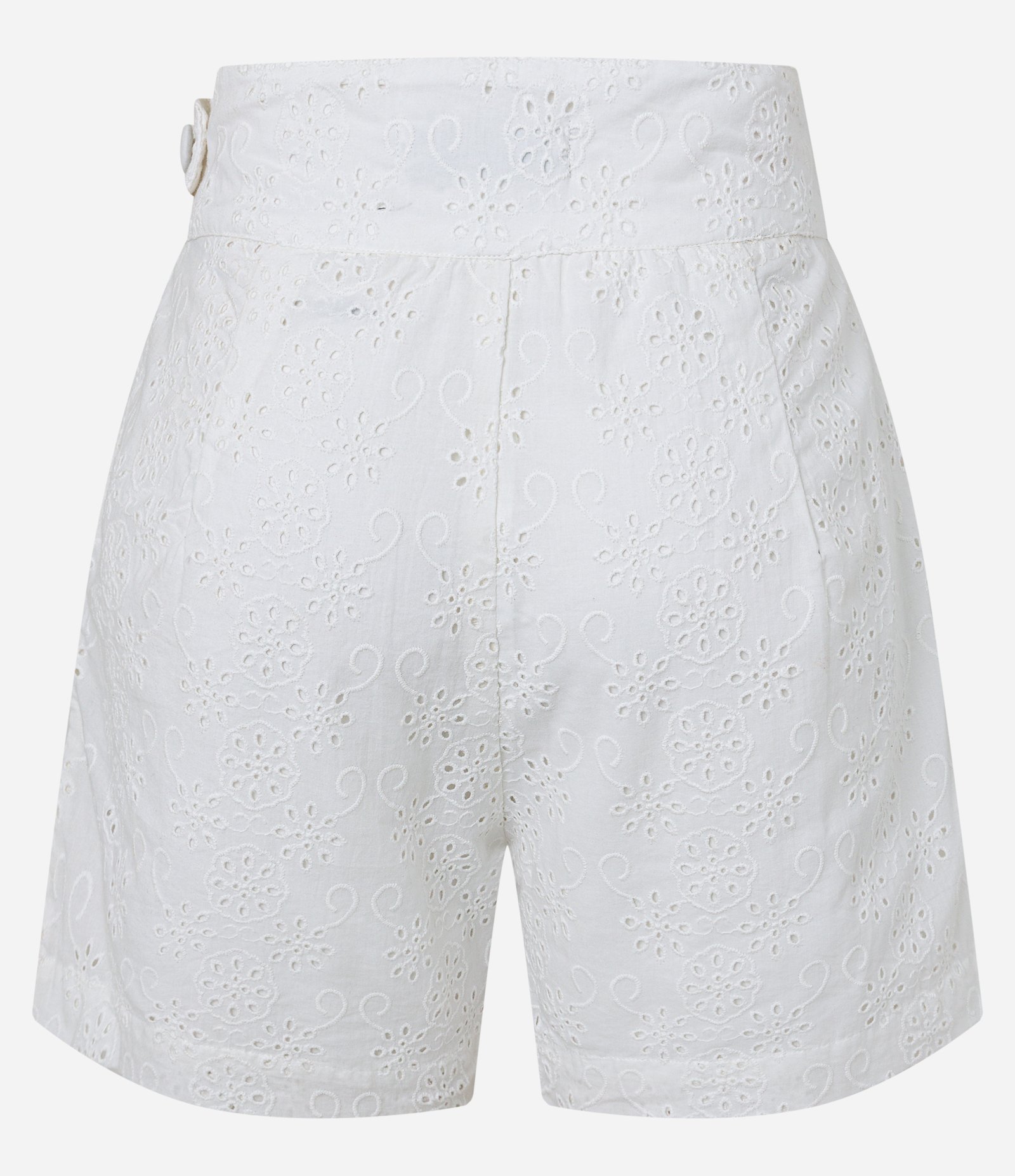 Short Curto em Laise com Textura Floral e Pregas Branco 7