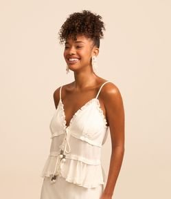 Blusa em Viscose com Babadinhos e Amarrações