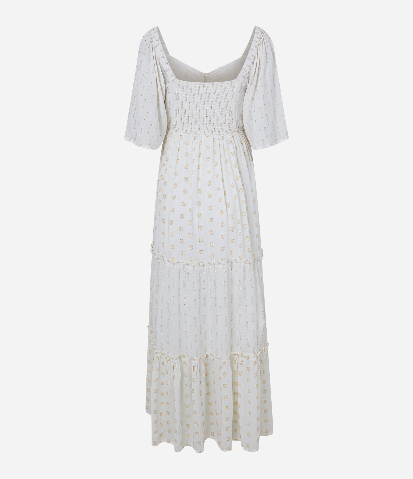 Vestido Longo em Viscose com Textura Maquinetada e Amarração Branco Neve 8