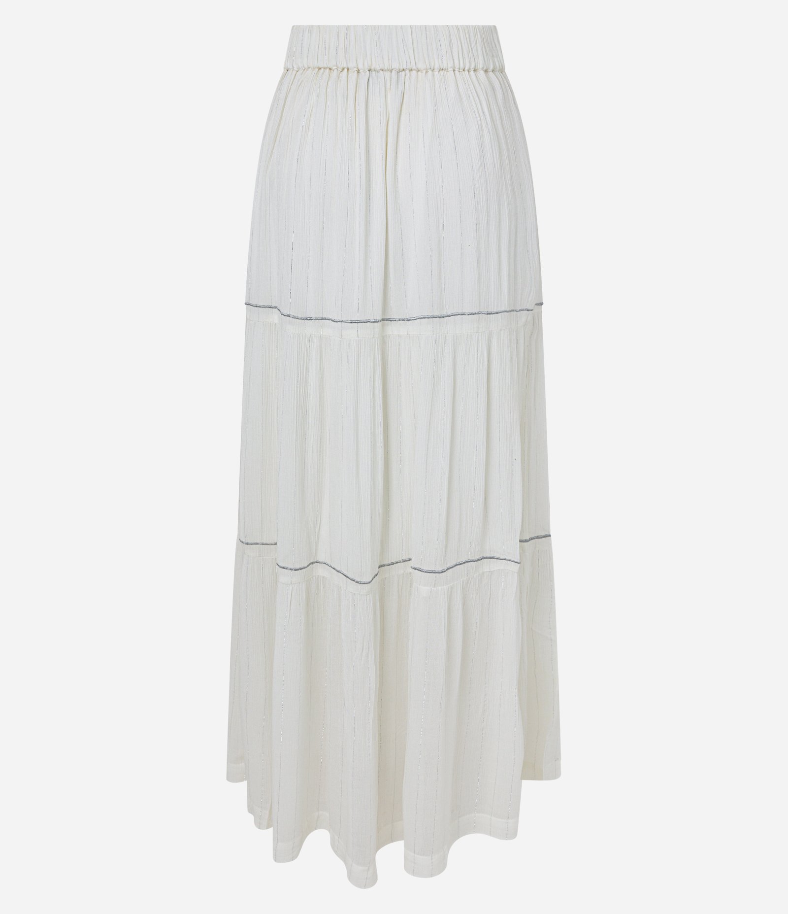 Saia Longa em Viscose com Bordados de Folhas e Fio Brilhoso Branco 7