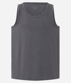 Camiseta Regata de Pijama em Algodão com Gola Redonda