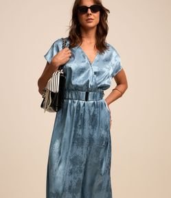 Vestido Midi em Jacquard com Transpasse Frontal e Cinto