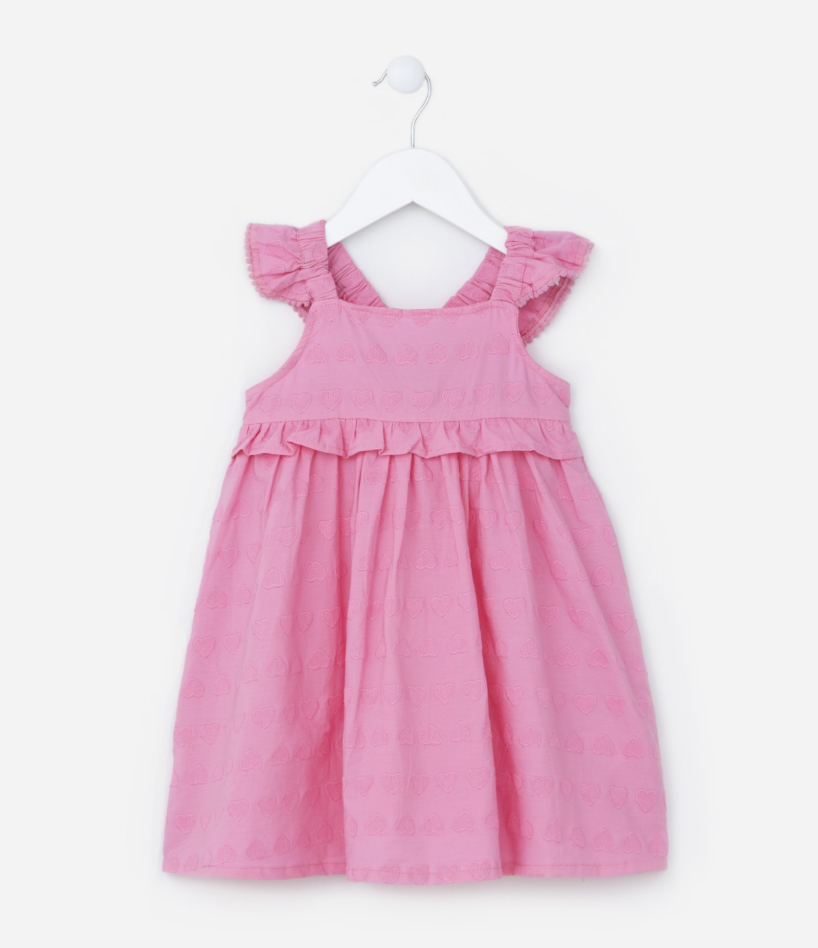 Vestido Infantil Texturizado com Babadinhos - Tam 1 a 5 Anos Rosa 1