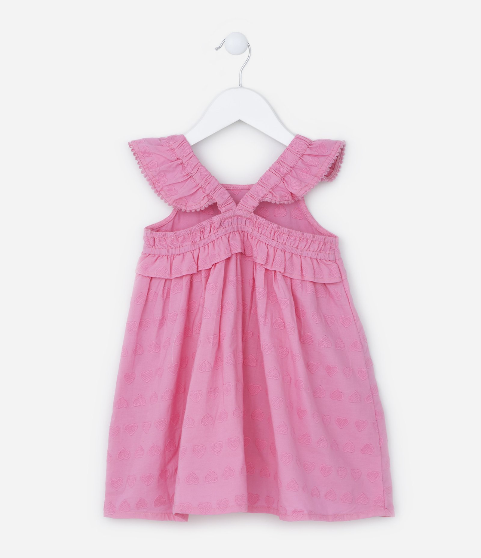 Vestido Infantil Texturizado com Babadinhos - Tam 1 a 5 Anos Rosa 2