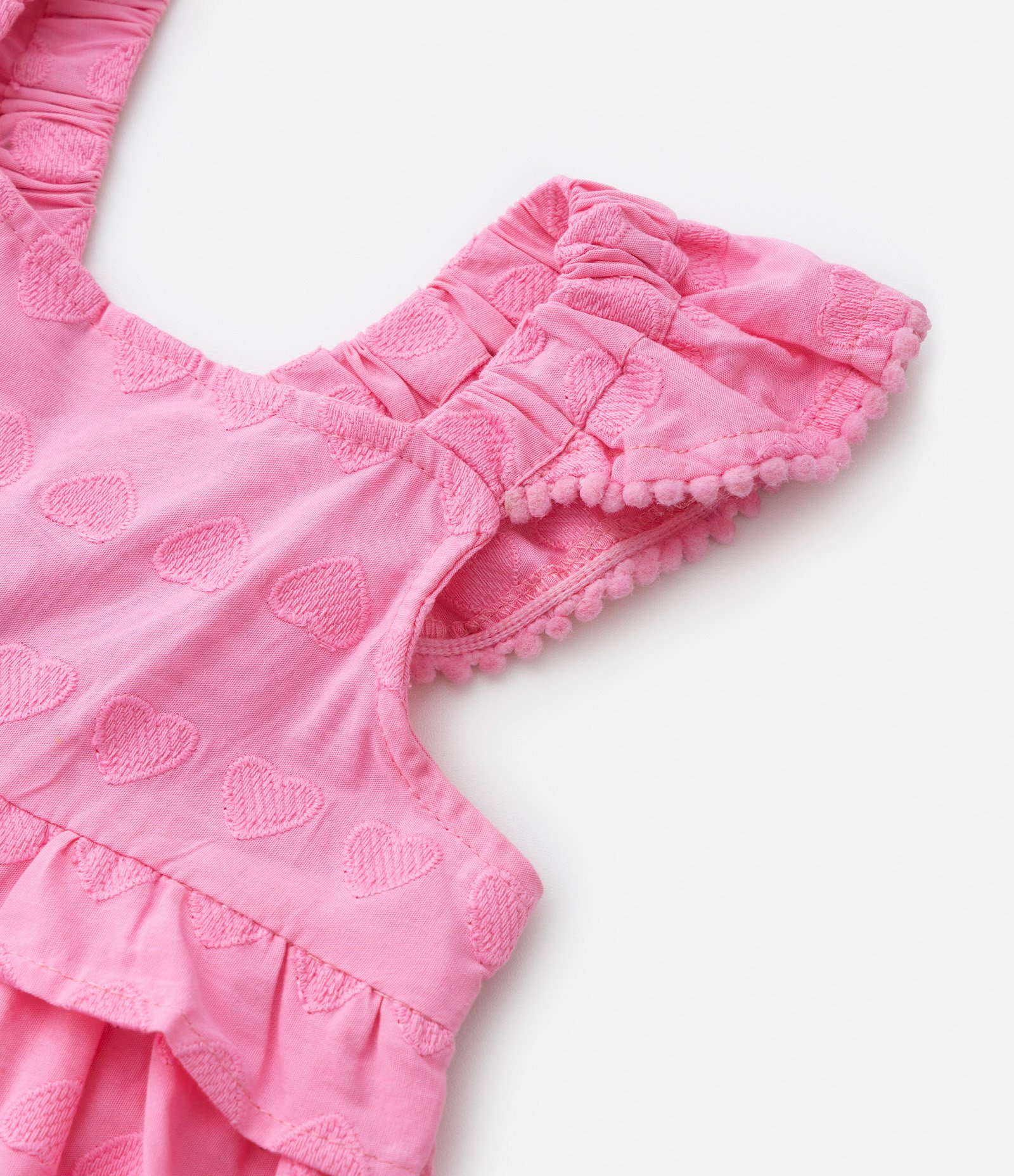 Vestido Infantil Texturizado com Babadinhos - Tam 1 a 5 Anos Rosa 4
