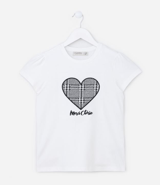 Blusa Infantil em Algodão com Bordado de Coração - Tam 5 A 14 Anos