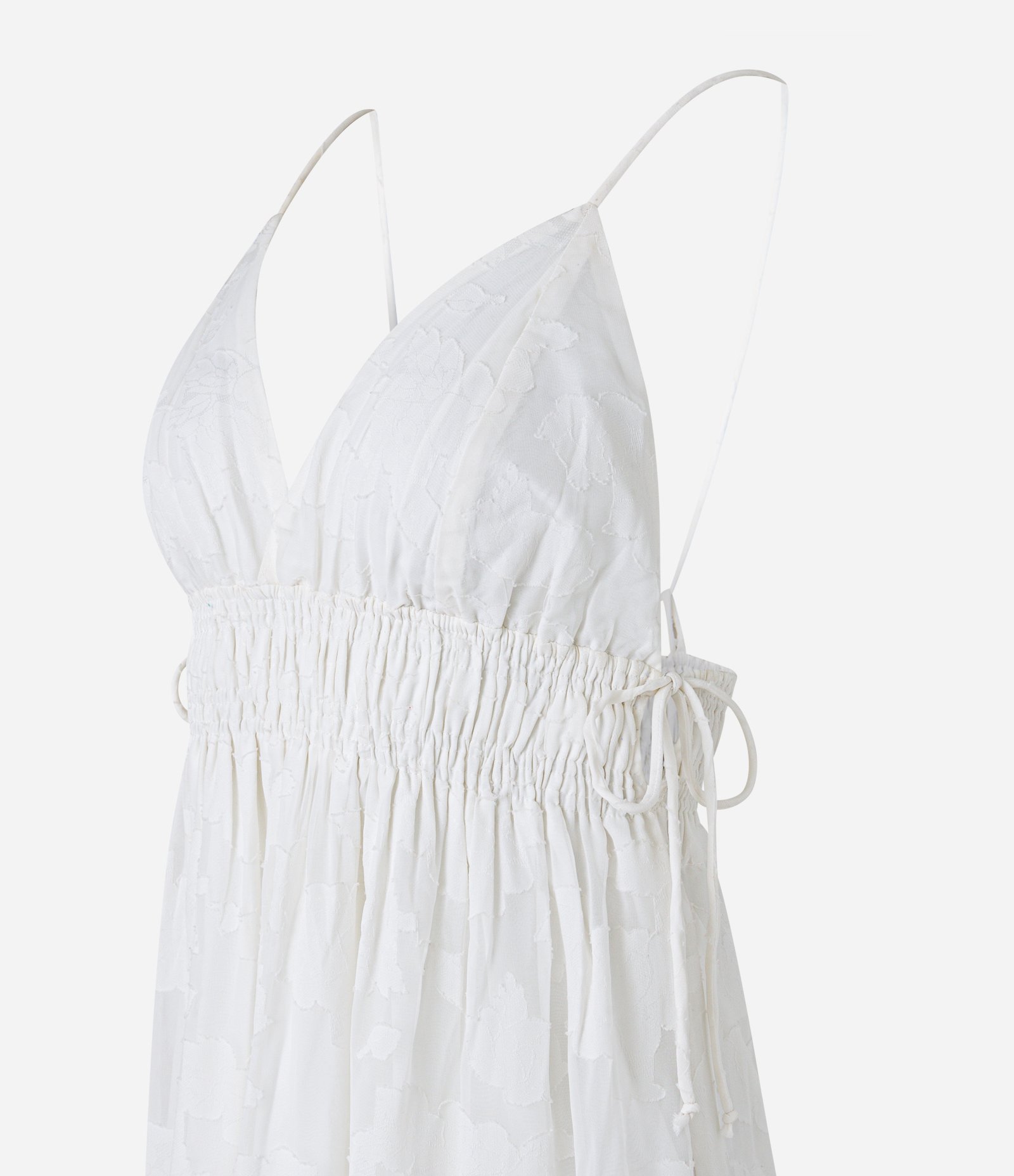 Vestido Longo em Crepe com Amarrações Laterais Branco 6