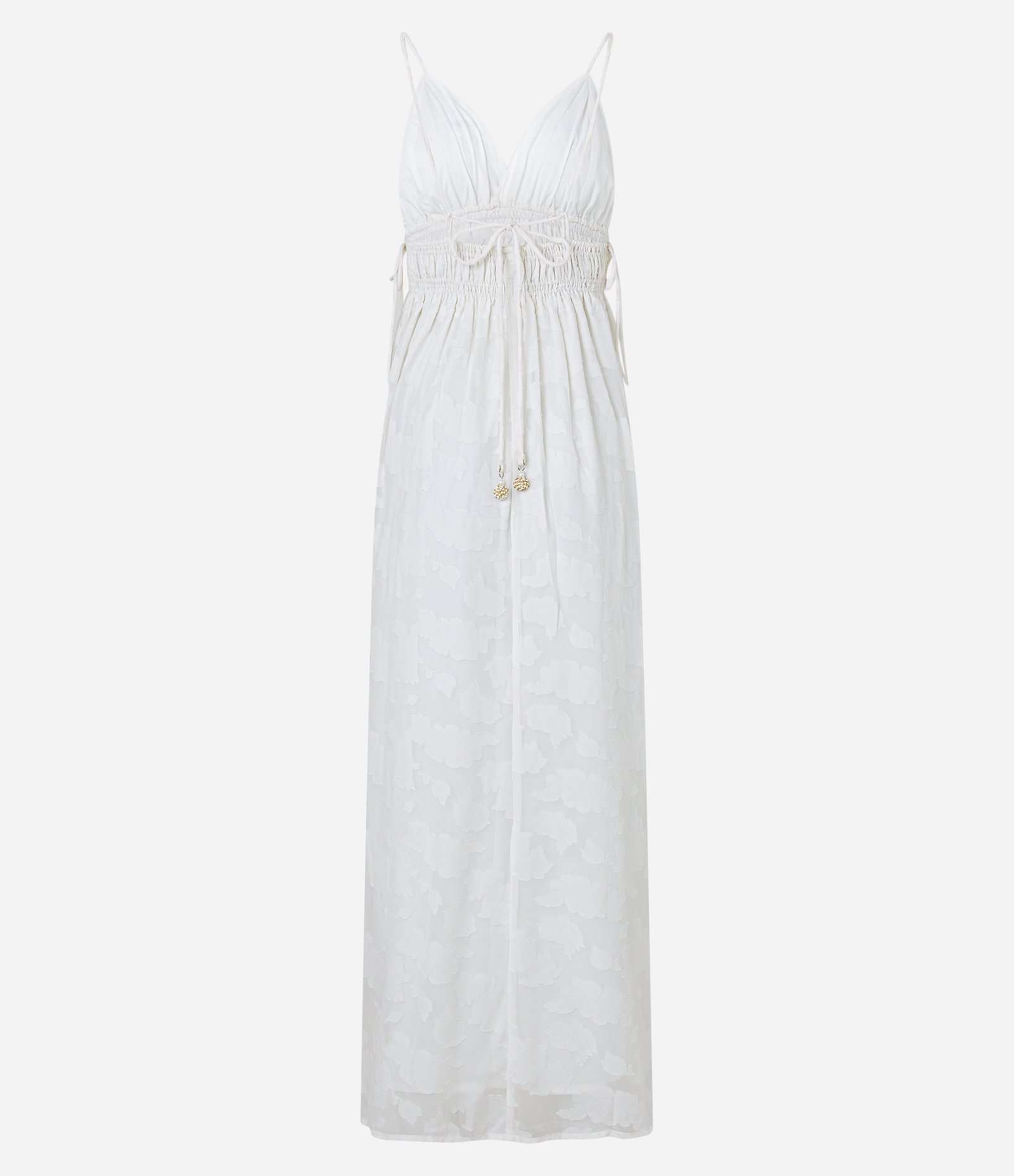 Vestido Longo em Crepe com Amarrações Laterais Branco 7