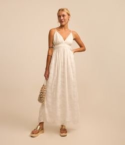 Vestido Longo em Crepe com Amarrações Laterais