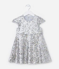 Vestido Infantil em Paetês com Manga Borboleta - Tam 1 a 5 Anos