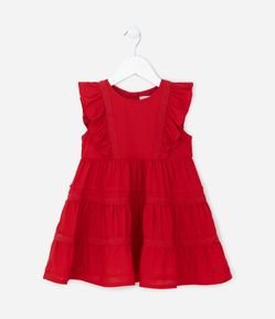Vestido Infantil em Viscose com Babadinhos - Tam 1 a 4 Anos