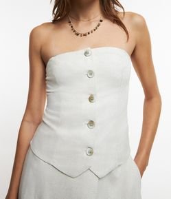 Blusa Corsetada Tomara que Caia em Viscolinho com Lastex nas Costas