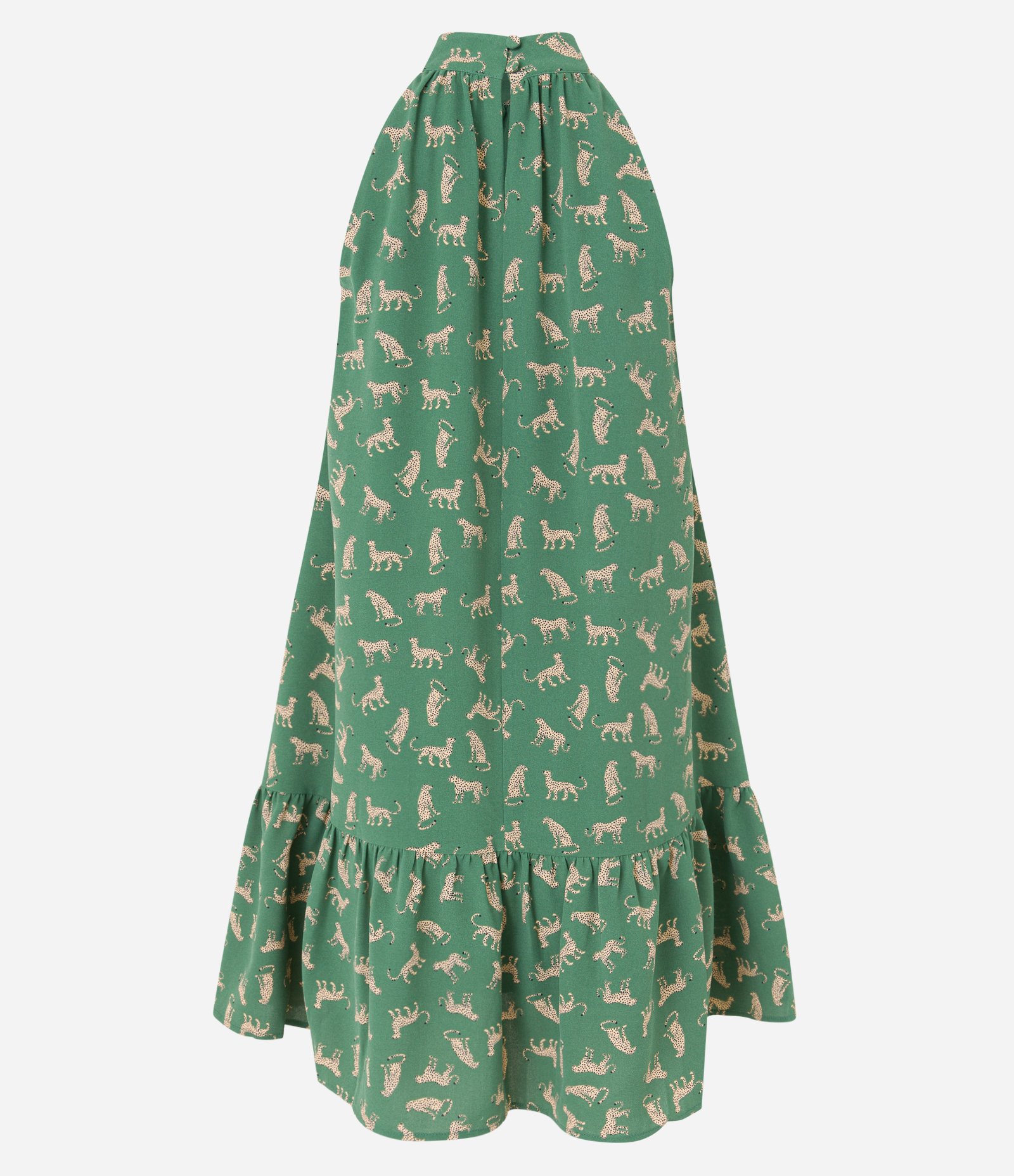 Vestido Airflow Curto Sem Manga com Estampa de Onça Verde 6