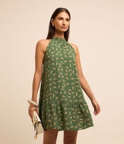 Vestido Airflow Curto Sem Manga com Estampa de Onça