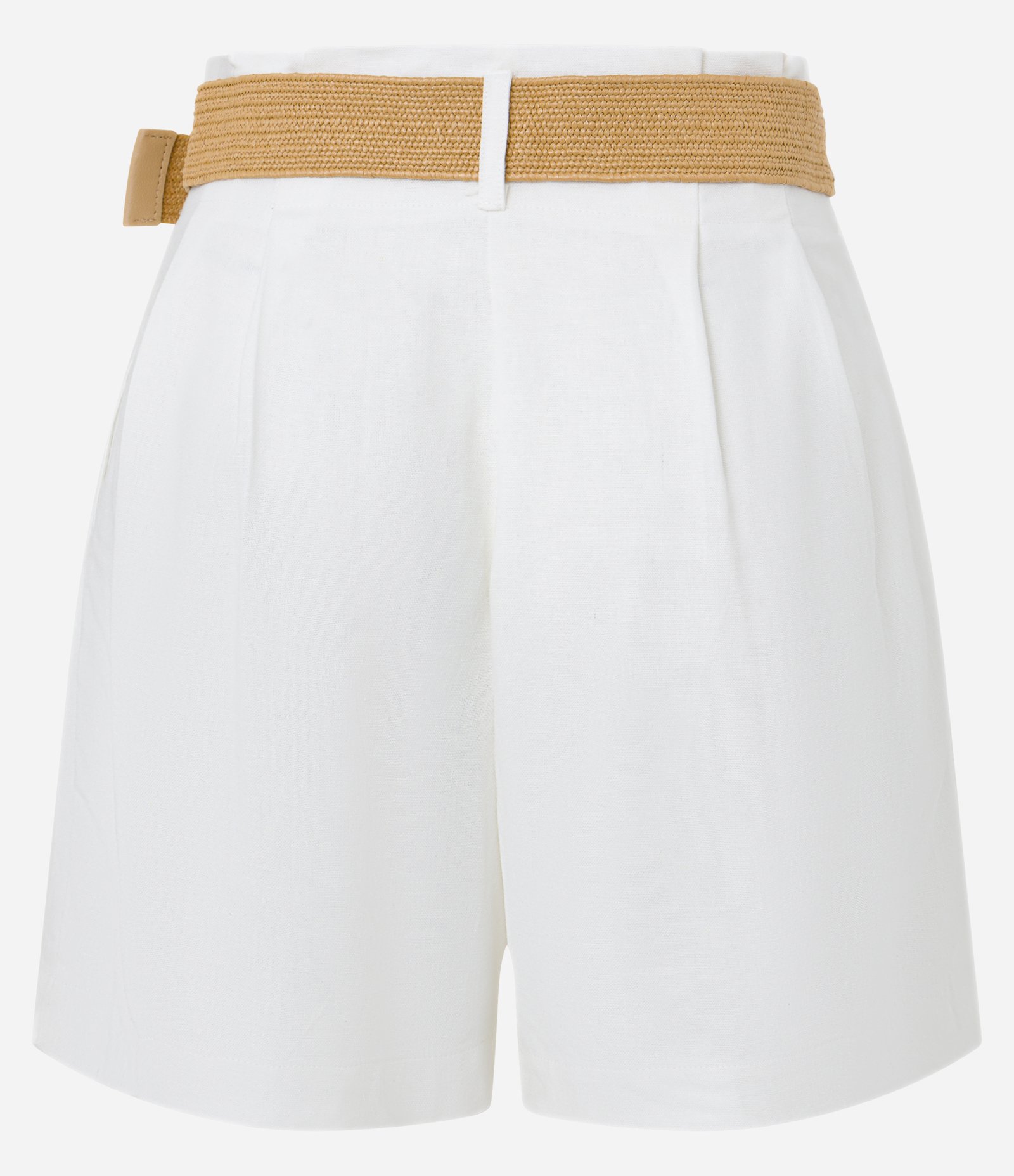 Short Clochard em Viscolinho com Cinto Fivela de Madeira Branco Neve 6