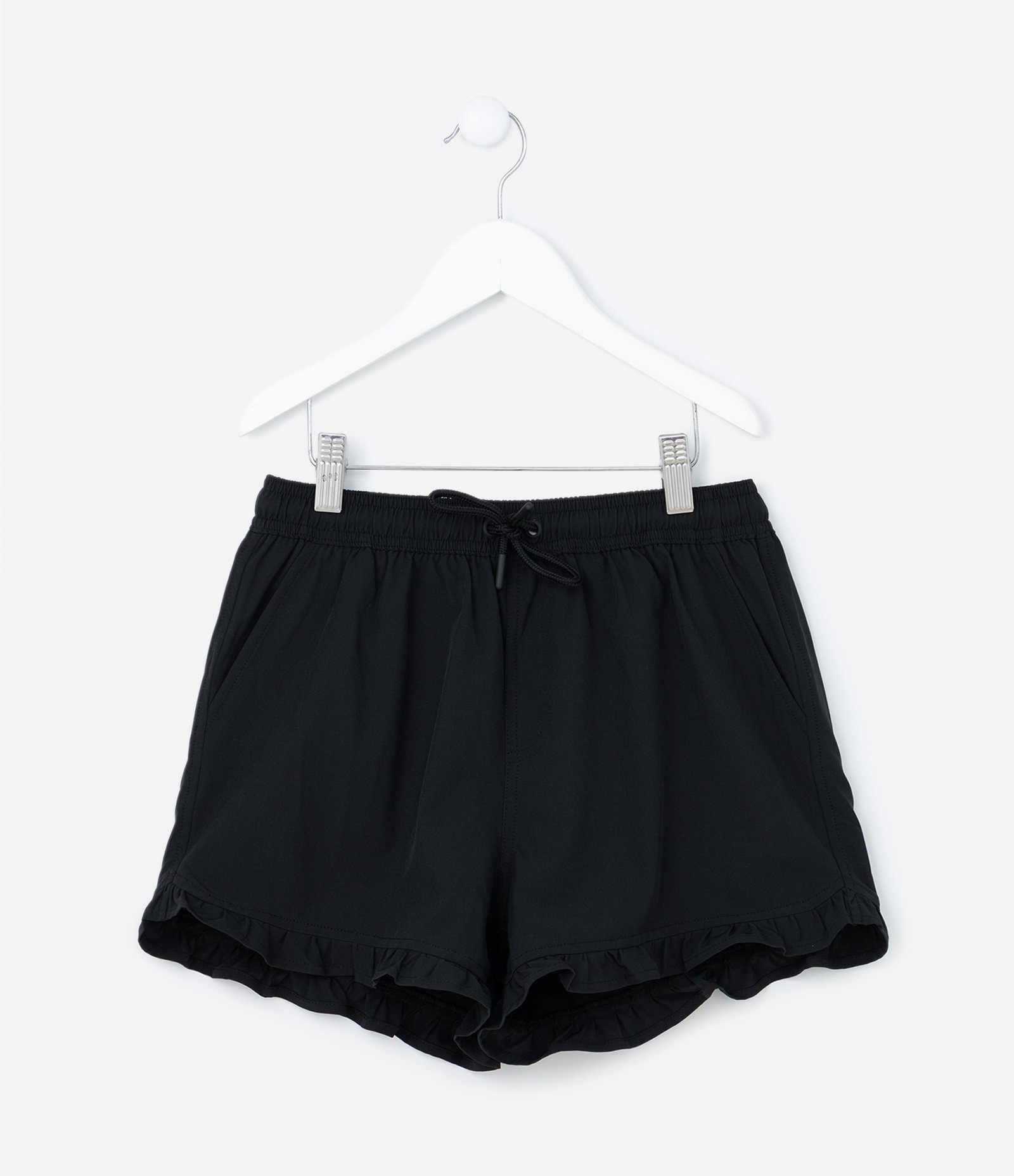 Short Infantil em Microfibra com Babadinhos e Amarração - Tam 5 a 14 Anos Preto 1