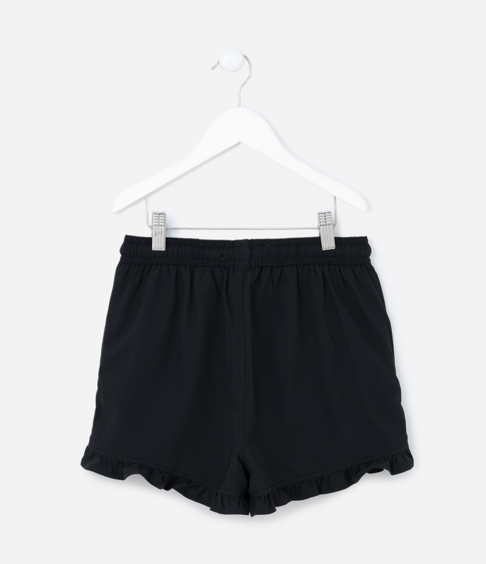 Short Infantil em Microfibra com Babadinhos e Amarração - Tam 5 a 14 Anos Preto 2
