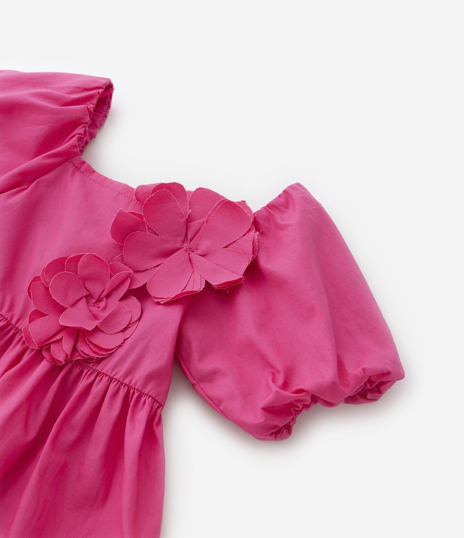 Vestido Infantil em Tricoline com Flor Aplicada - Tam 1 a 5 Anos Rosa 4