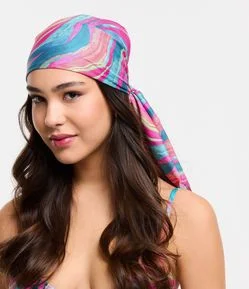 Lenço Acetinado com Estampa de Ondas