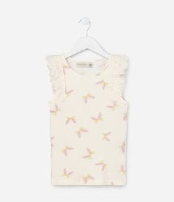 Regata Nadador Infantil em Ribana com Broderie - Tam 5 A 14 Anos