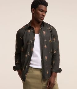 Camisa em Voal com Estampa Floral