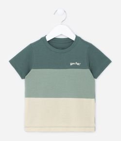 Camiseta Manga Curta Infantil com Estampa Bloco de Cores - Tam 1 a 5 anos