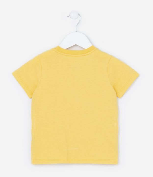 Camiseta Infantil com Estampa de Ursinho e Lettering - Tam 1 a 5 anos Amarelo 2