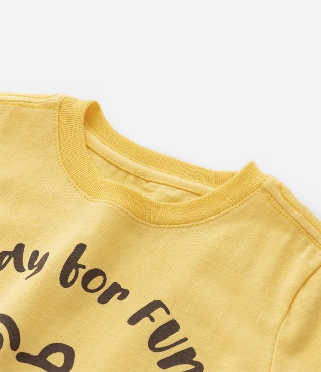 Camiseta Infantil com Estampa de Ursinho e Lettering - Tam 1 a 5 anos Amarelo 4