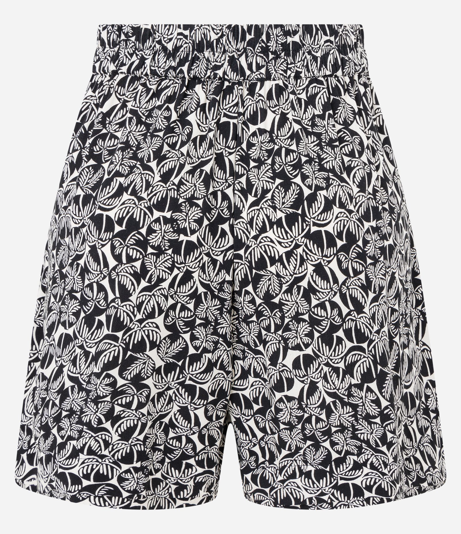 Short em Viscose com Amarração na Cintura e Estampa Folhagens Preto/ Branco 7