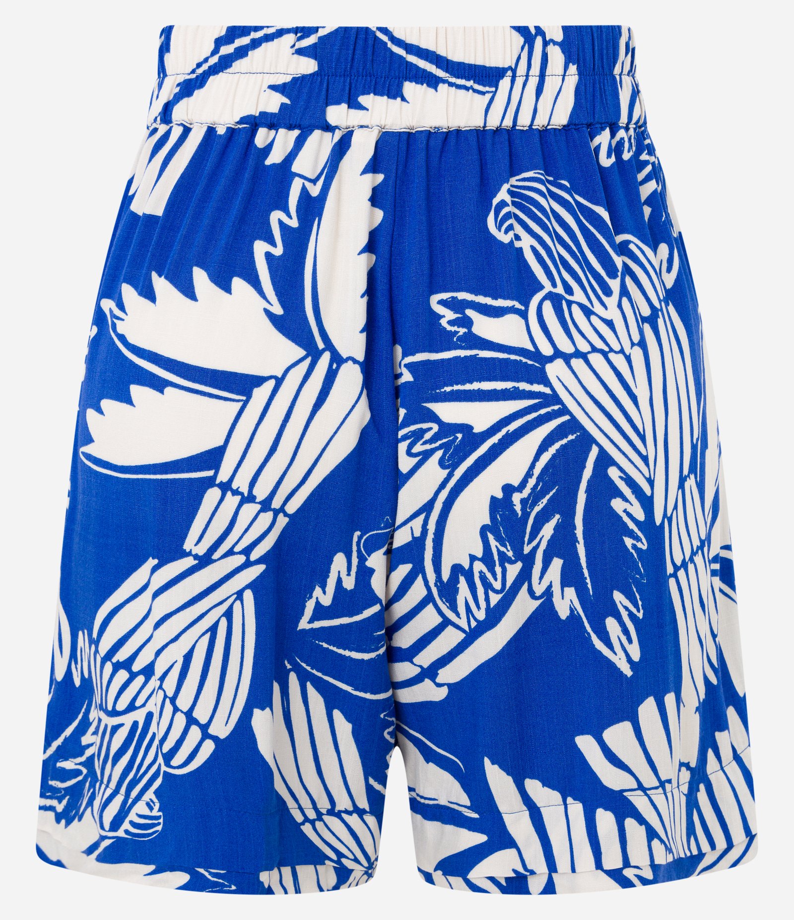 Short Cintura Alta em Viscose Texturizada com Folhagens Estampadas Azul 6