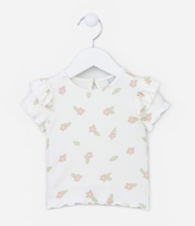 Blusa Infantil em Ribana com Babadinhos - Tam 0 a18 Meses