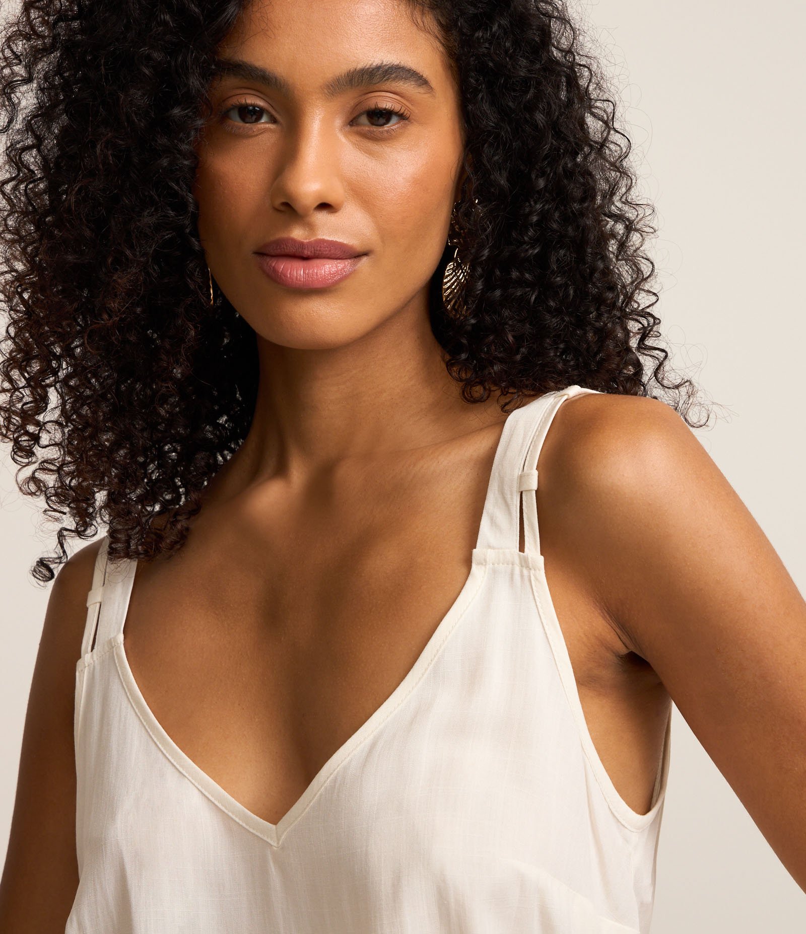 Blusa de Alça Larga em Viscose Texturizada Branco Neve 3