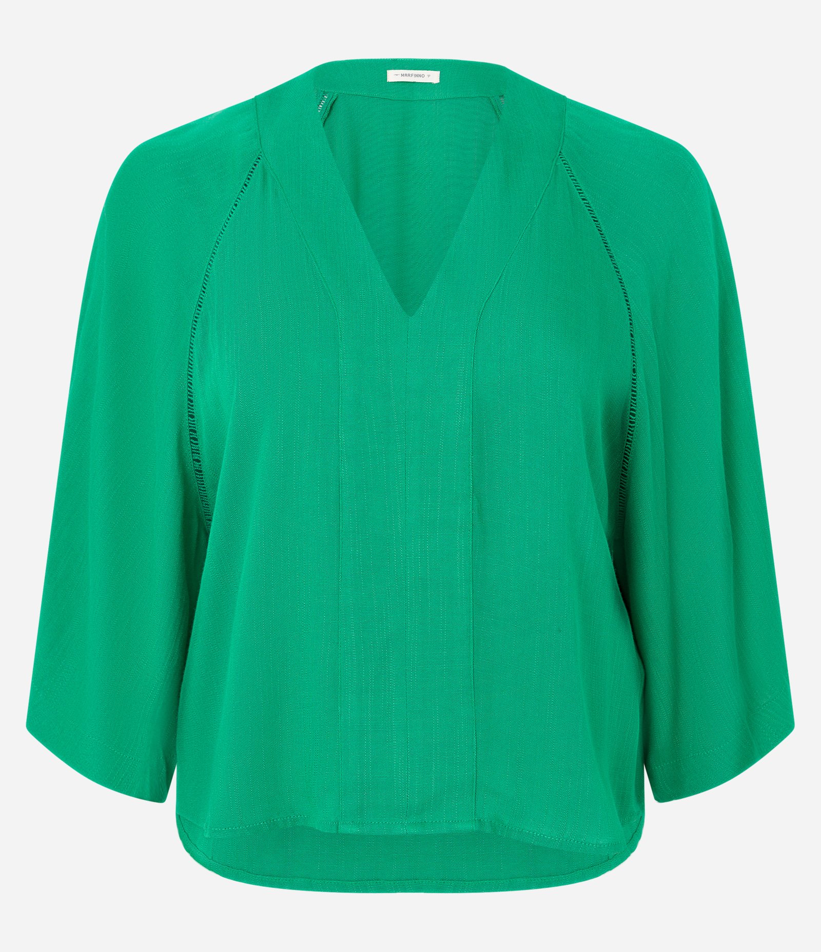 Blusa Manga Ampla em Viscolinho Texturizado Verde 5