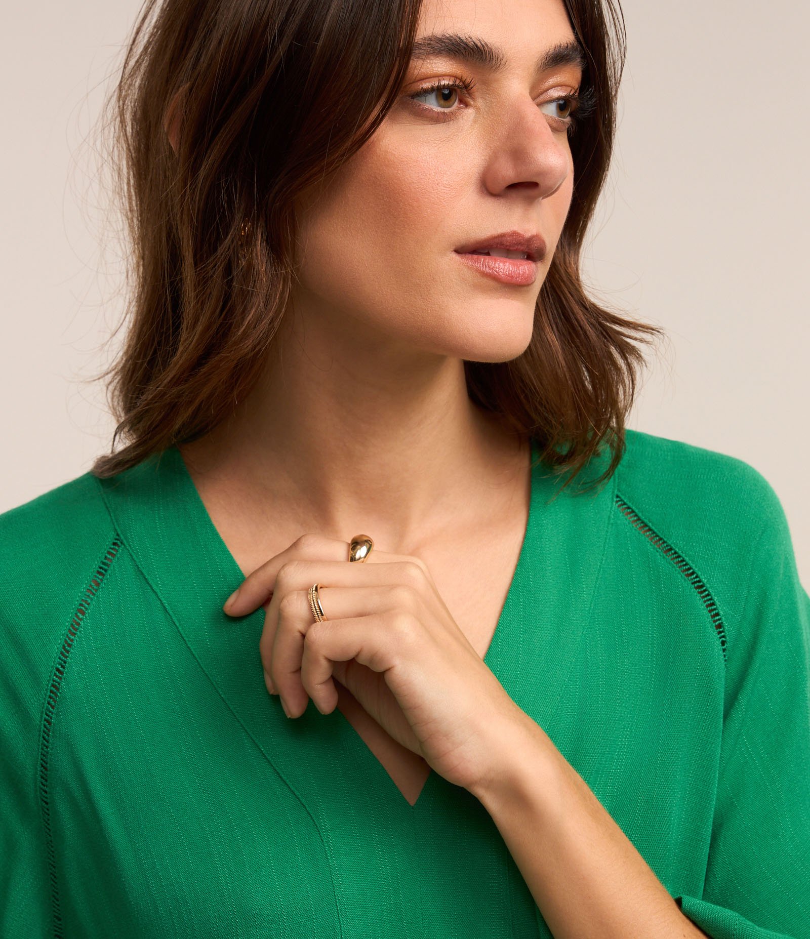 Blusa Manga Ampla em Viscolinho Texturizado Verde 4