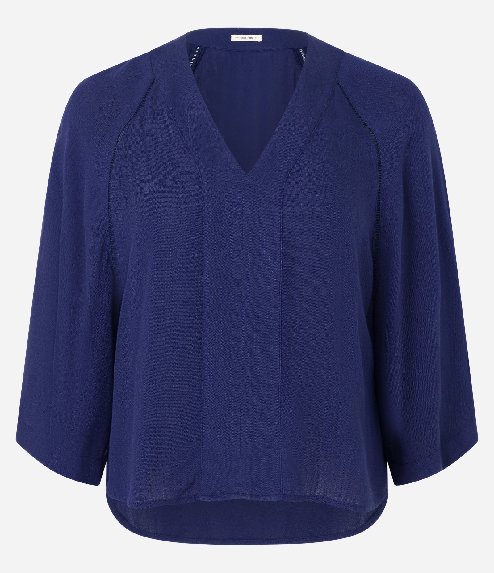 Blusa Manga Ampla em Viscolinho Texturizado Azul Marinho 5
