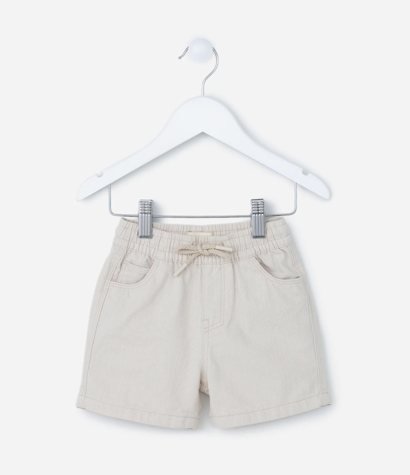 Bermuda Infantil em Sarja com Cós Regulável - Tam 1 a 5 Anos Bege 1