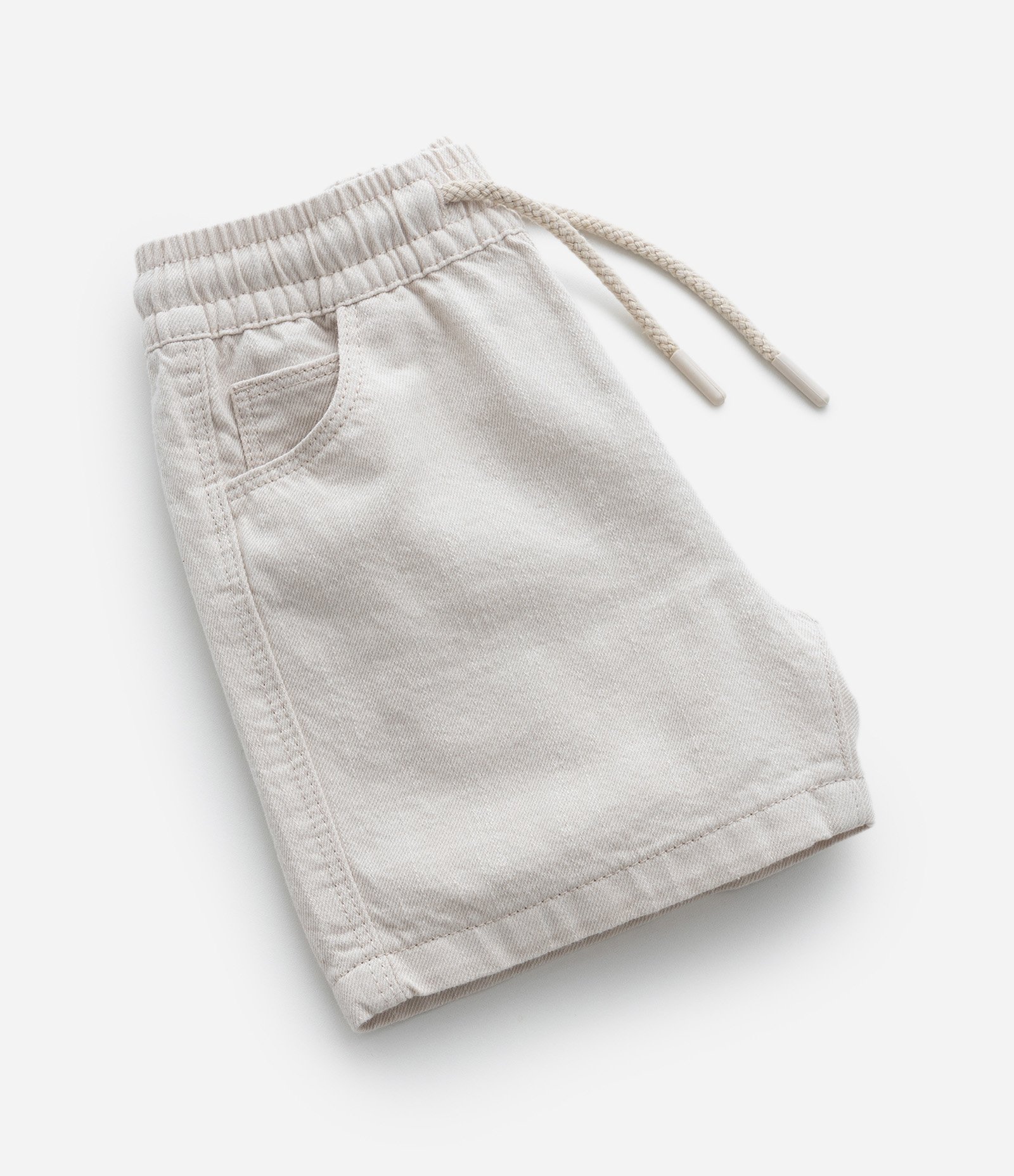 Bermuda Infantil em Sarja com Cós Regulável - Tam 1 a 5 Anos Bege 3