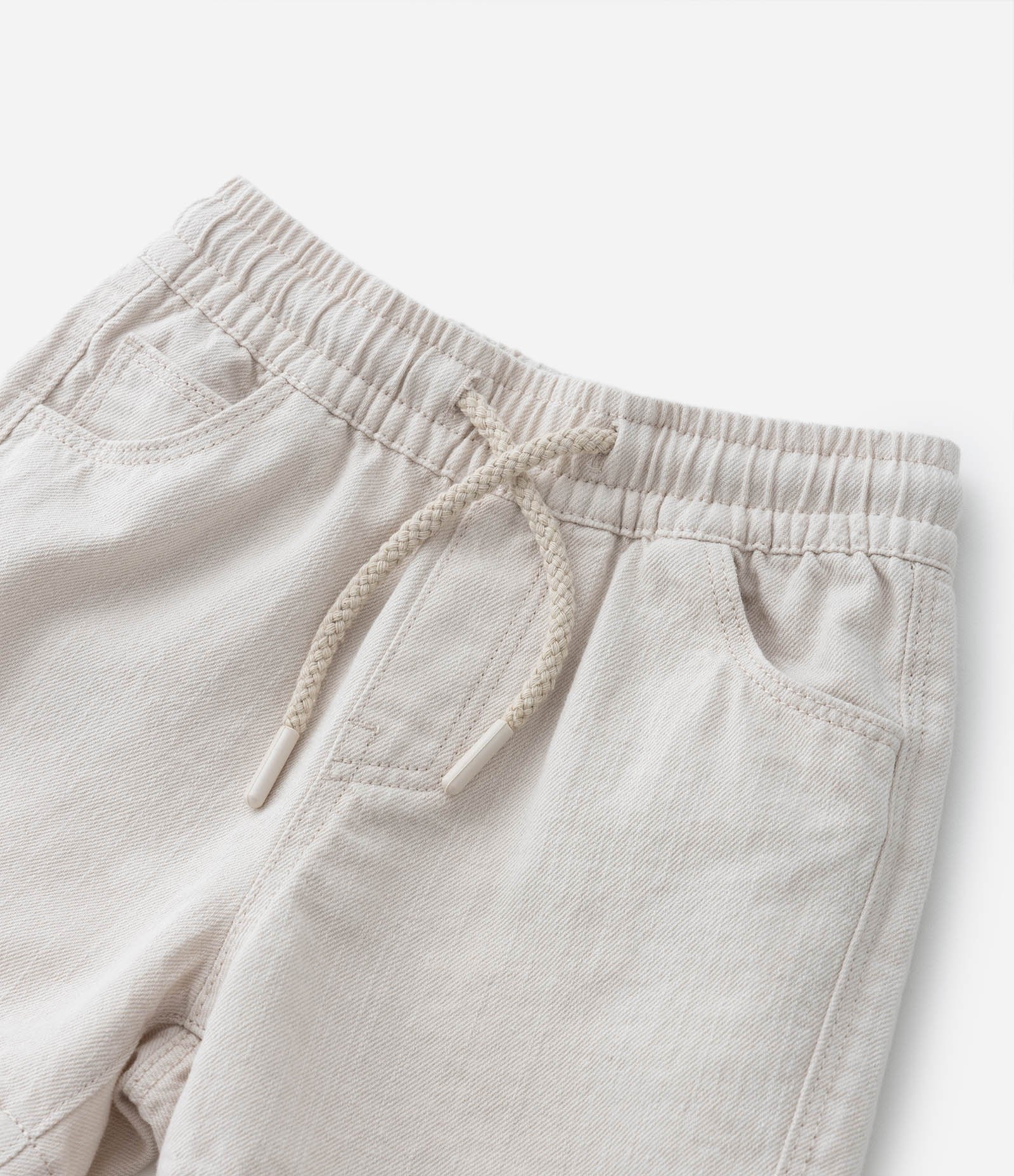 Bermuda Infantil em Sarja com Cós Regulável - Tam 1 a 5 Anos Bege 4