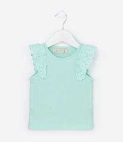 Regata Infantil Canelada com Babado Broderie - Tam 1 a 5 Anos