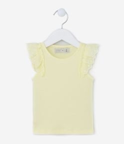 Regata Infantil Canelada com Babado Broderie - Tam 1 a 5 Anos