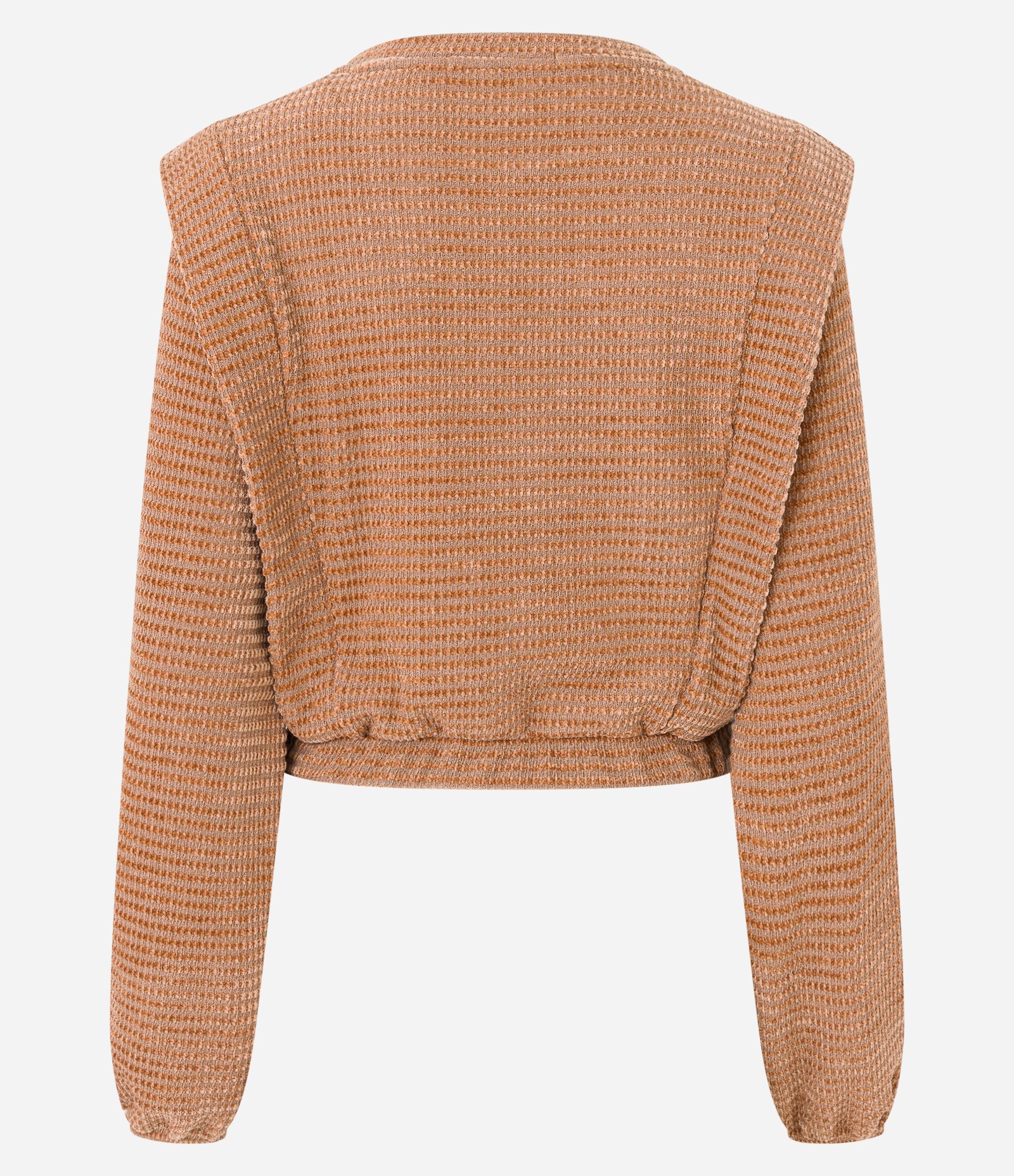 Blusa Texturizada em Plush com Babados Marrom 8