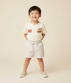 Bermuda Infantil em Microfibra com Textura e Listrinhas - Tam 1 a 5 Anos