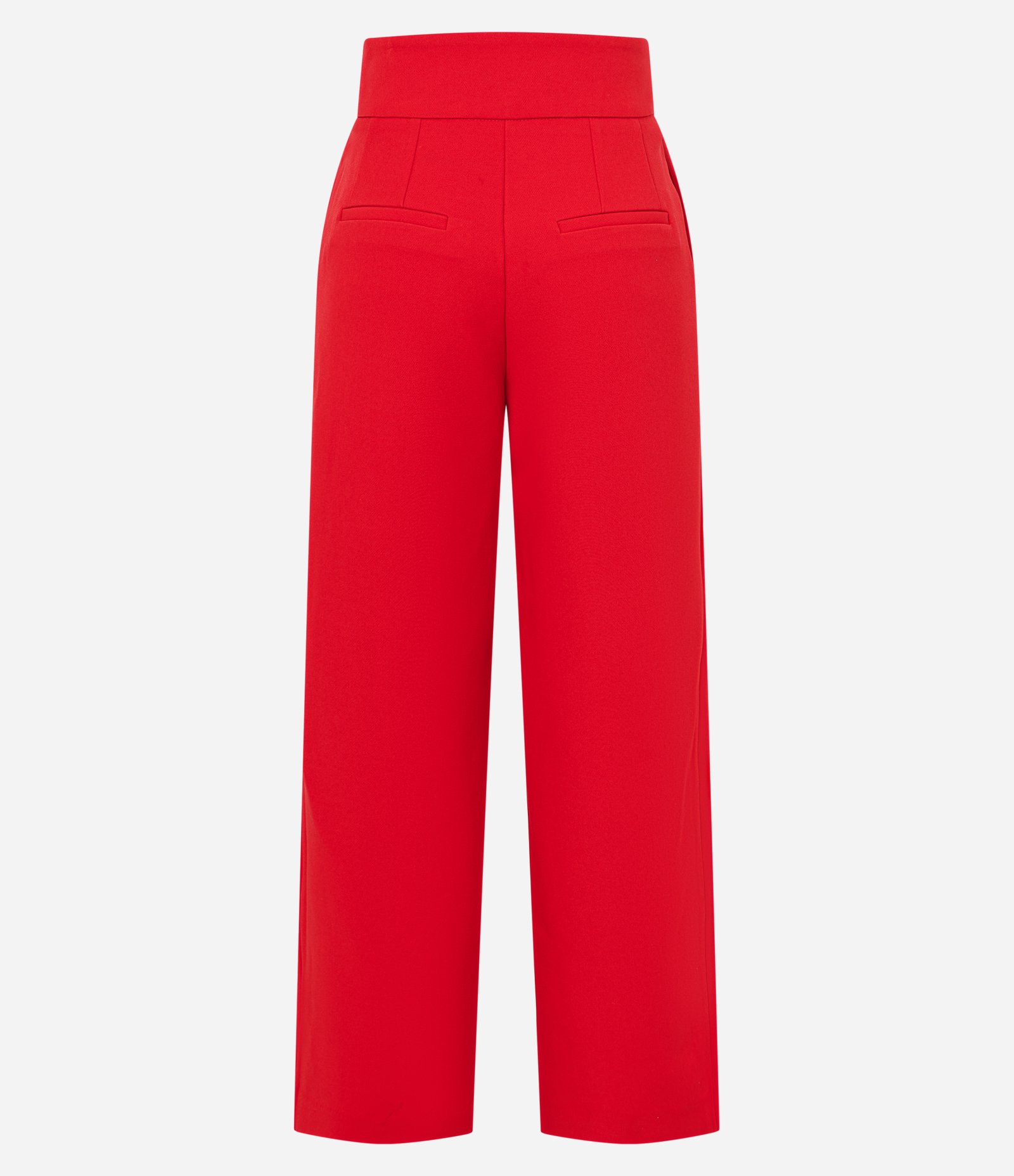 Calça Wide Leg Alfaiatada com Faixas Abotoadas Vermelho 6