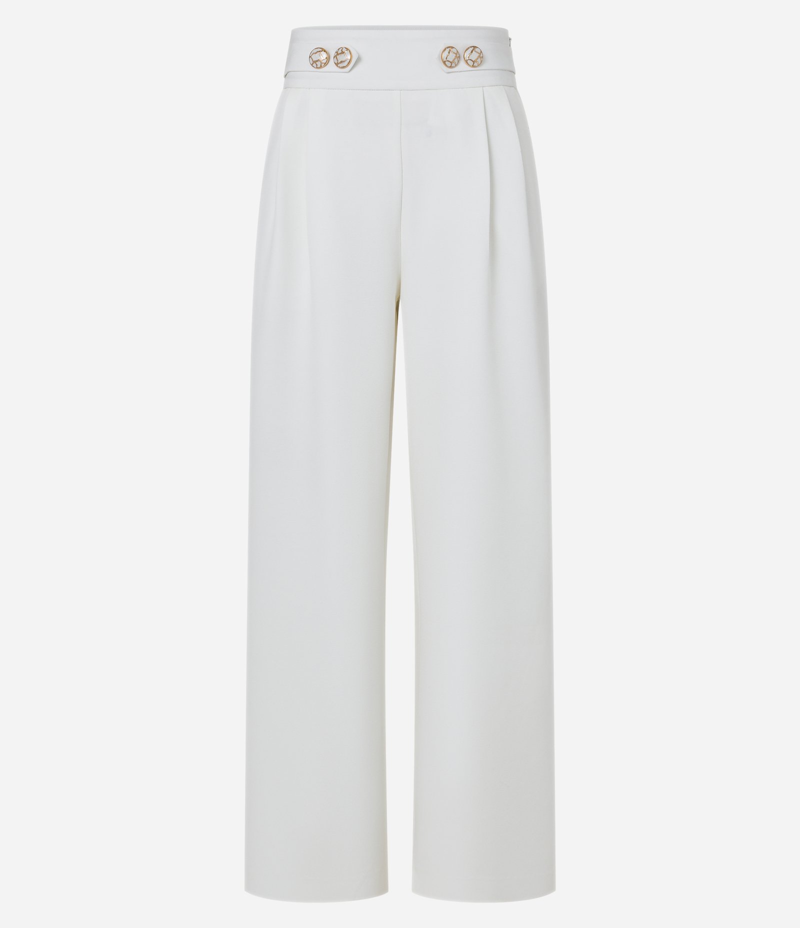 Calça Wide Leg Alfaiatada com Faixas Abotoadas Branco 5