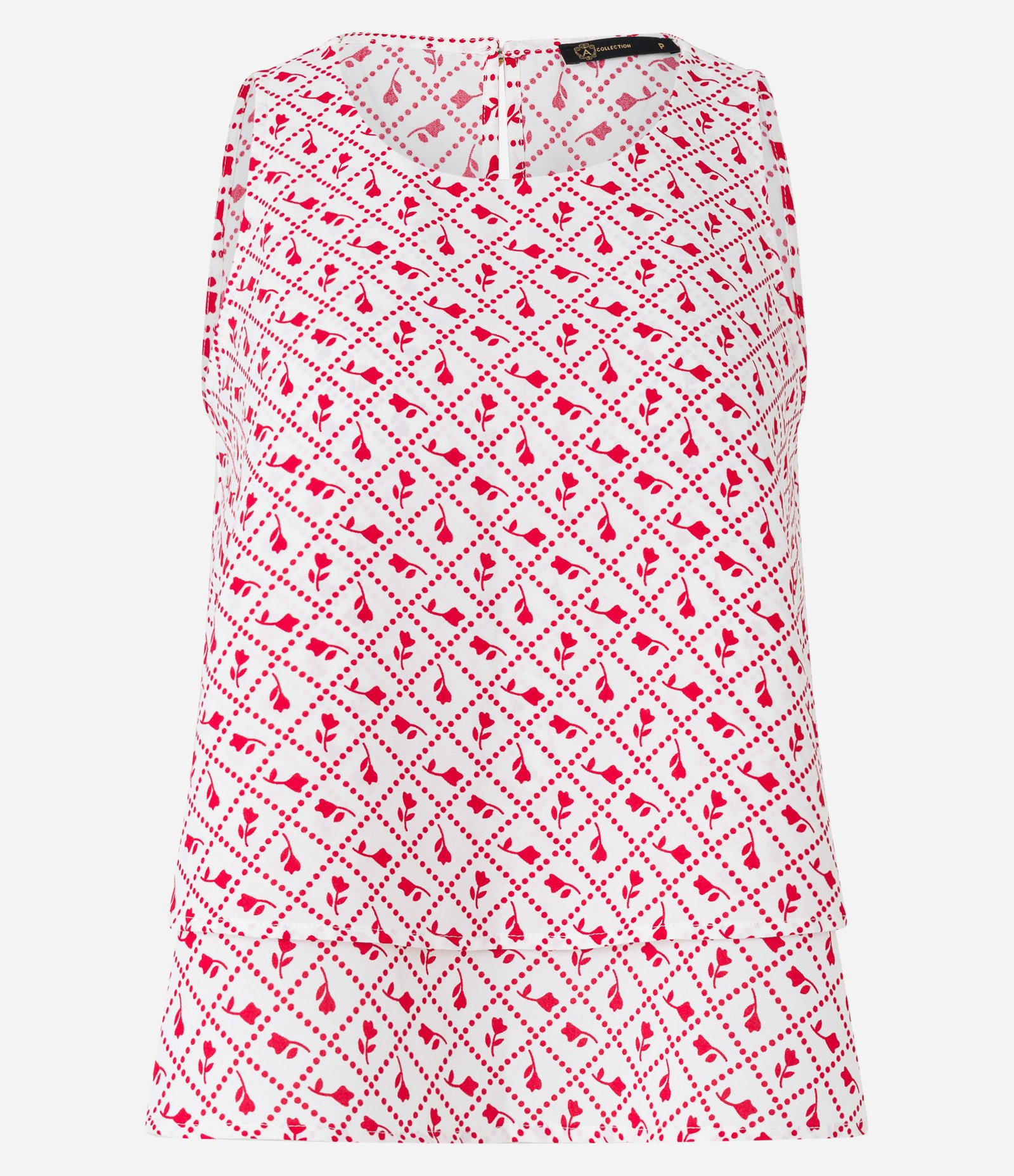 Blusa Sem Manga com Efeito Aiflow e Estampa Gravataria Branco/Vermelho 5