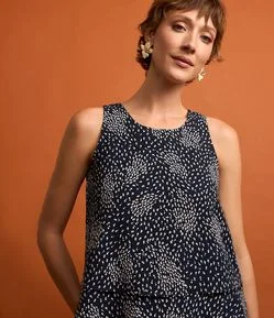 Blusa sem Manga em Airflow com Estampa de Mini Flores