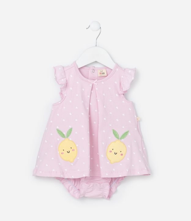 Vestido Body Infantil com Estampa Limãozinho - Tam 0 a 18 meses